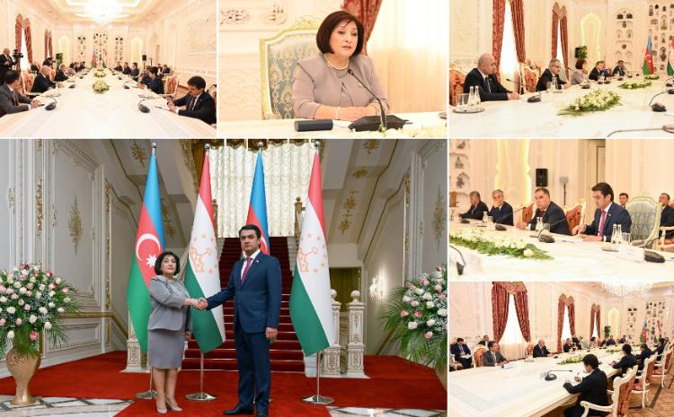 Chair of Milli Majlis Sahiba Gafarova Meets Chairman Majlisi Milli of Majlisi Oli of Tajikistan 