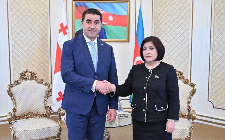 Milli Majlis Chair Sahiba Gafarova, Georgian Parliament’s Speaker in a Meeting 