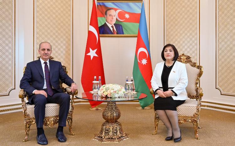 Speaker of Milli Majlis Sahiba Gafarova, Chairman of Grand National Assembly of Türkiye Meet 