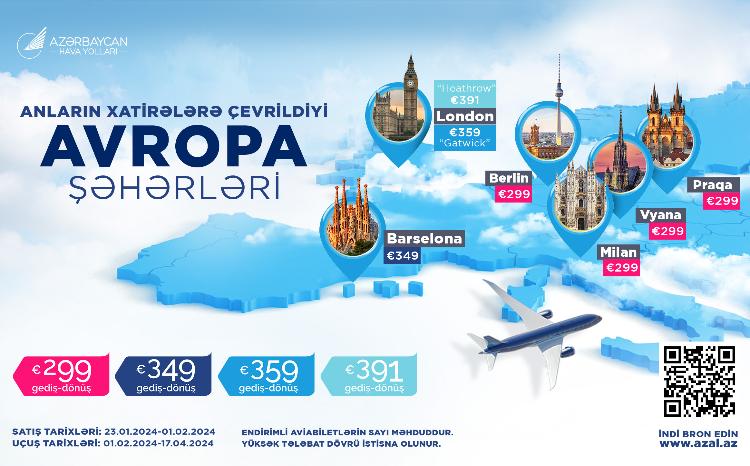AZAL Offers Discounted Tickets to Six European Cities 