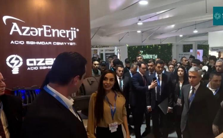 Leyla xanım Əliyeva COP29 çərçivəsində "AzərEnerji” və “Azərişıq” ASC-lərin pavlyonunu ziyarət edib - VİDEO
