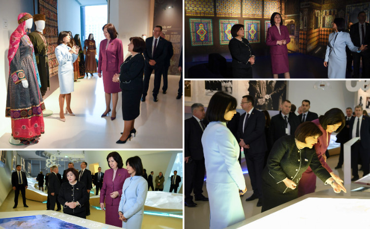 Sahiba Gafarova and Speaker of Belarusian National Assembly’s Council of the Republic Natalya Kochanova Call at Heydar Aliyev Centre 