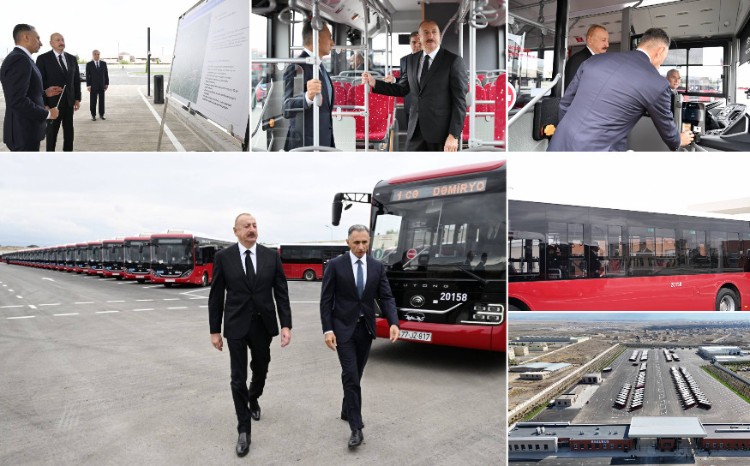 İlham Əliyev “BakuBus” MMC-nin Gəncə Avtoparkının açılışında iştirak edib - VİDEO