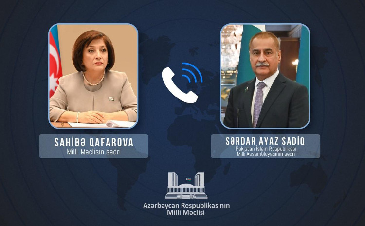 Chairman of National Assembly of Pakistan Sardar Ayaz Sadiq calls Speaker of Milli Majlis Sahiba Gafarova on the phone 