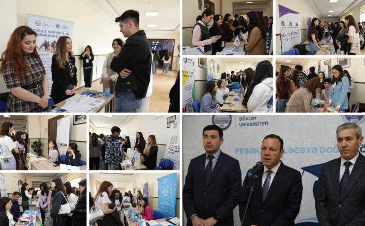 BSU Hosts Job Fair “Bridge to a Professional Future”The Career and Alumni Center of Baku State University (BSU) is organizing another specialized job fair titled “Bridge to a Professional Future.”  Speaking at the opening ceremony, BSU Vice-Rector Alish Aghamirzayev noted that BSU maintains close cooperation with leading industrial and manufacturing enterprises in the country, which plays a key role in both facilitating graduate employment and aligning academic programs with labor market demands.  Aghamirzayev also highlighted that BSU offers training across 75 specializations, with teaching programs holding a significant place. The university’s graduates consistently achieve top results in national teacher recruitment examinations. At the current fair, 11 public institutions and private companies are presenting job vacancies and internship opportunities.  The event also features seminars, information sessions, training workshops, and presentations aimed at enhancing participants’ knowledge and professional skills. 