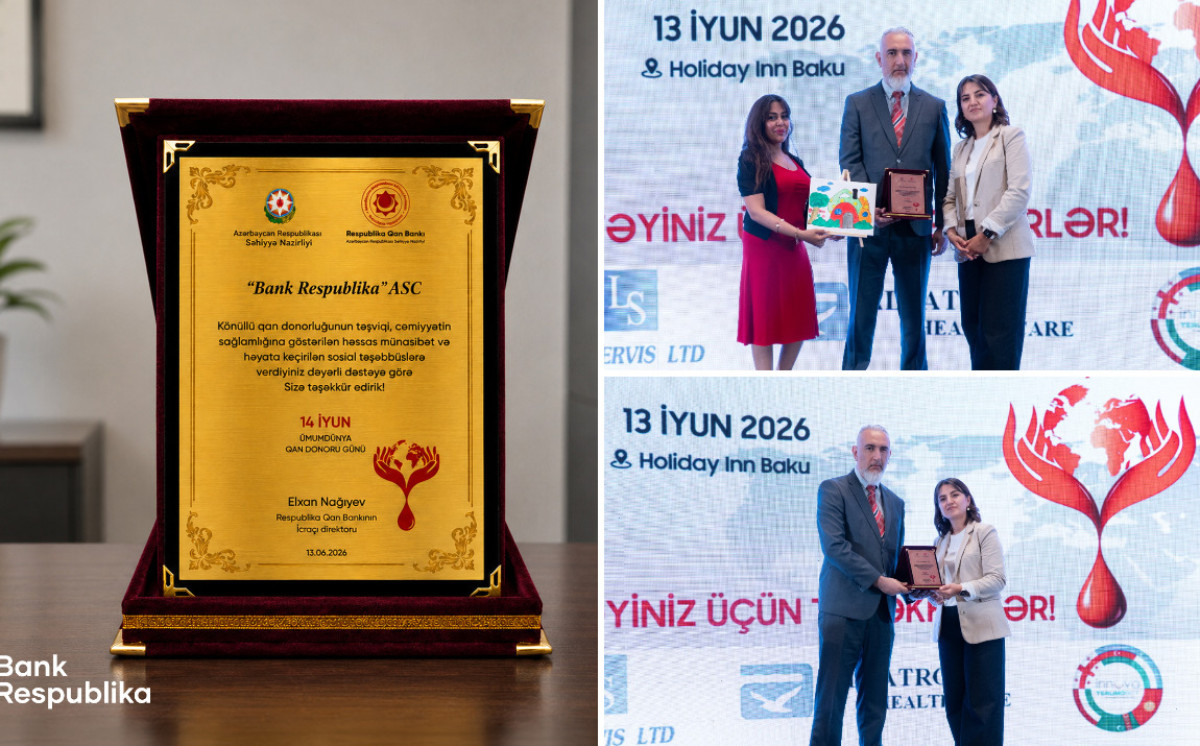 Bank Respublika qan donorluğuna dəstəyə görə təltif olundu 