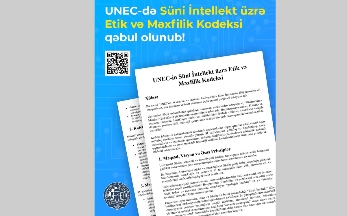 UNEC “Süni İntellekt üzrə Etik və Məxfilik Kodeksi” qəbul edib 