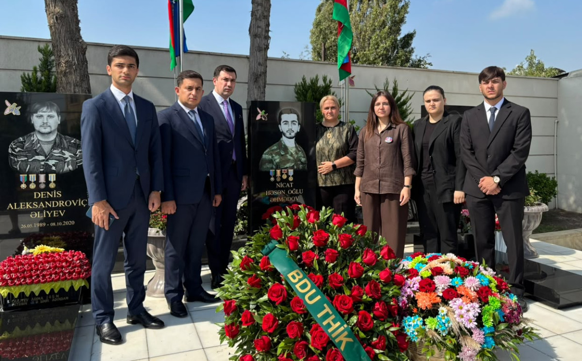 BDU-nun şəhid məzunu Nicat Əhmədovun məzarı ziyarət olunub 