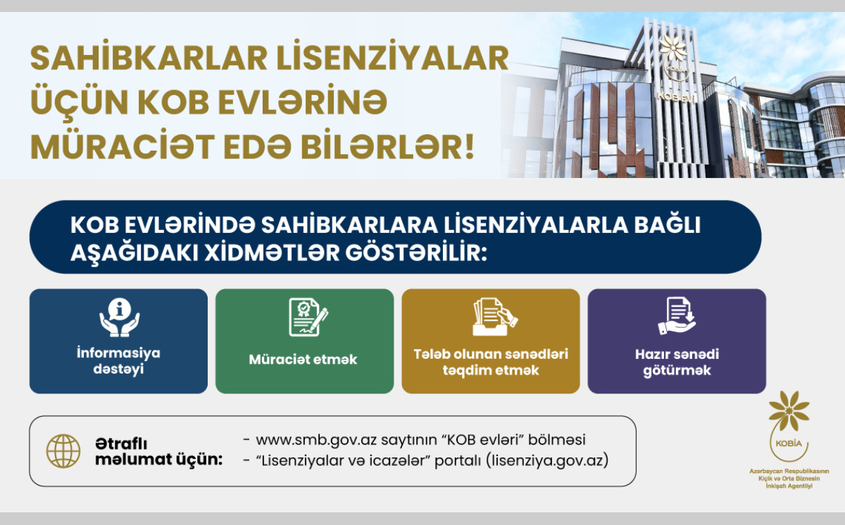 Sahibkarlar lisenziyalar üçün KOB evlərinə müraciət edə bilərlər 