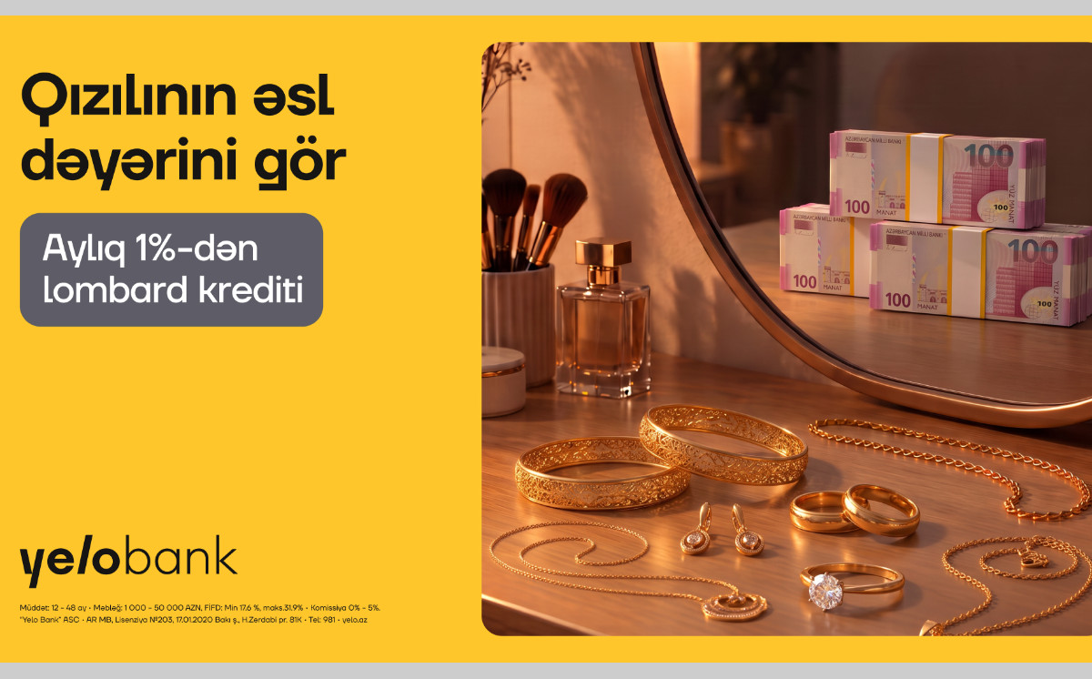 Yelo Bank offers gold owners loans starting from 1% monthly! 