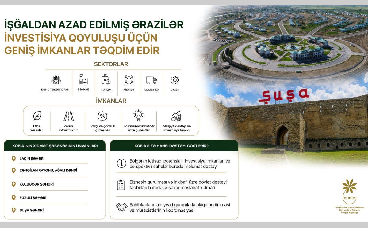 İşğaldan azad edilmiş ərazilər investorlar üçün geniş imkanlar təqdim edir 
