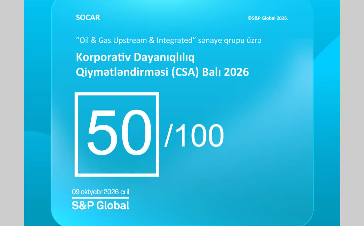 SOCAR “S&P Global”ın 2026-cı il Korporativ Dayanıqlılıq Qiymətləndirməsi üzrə ESG reytinqi əldə edib 